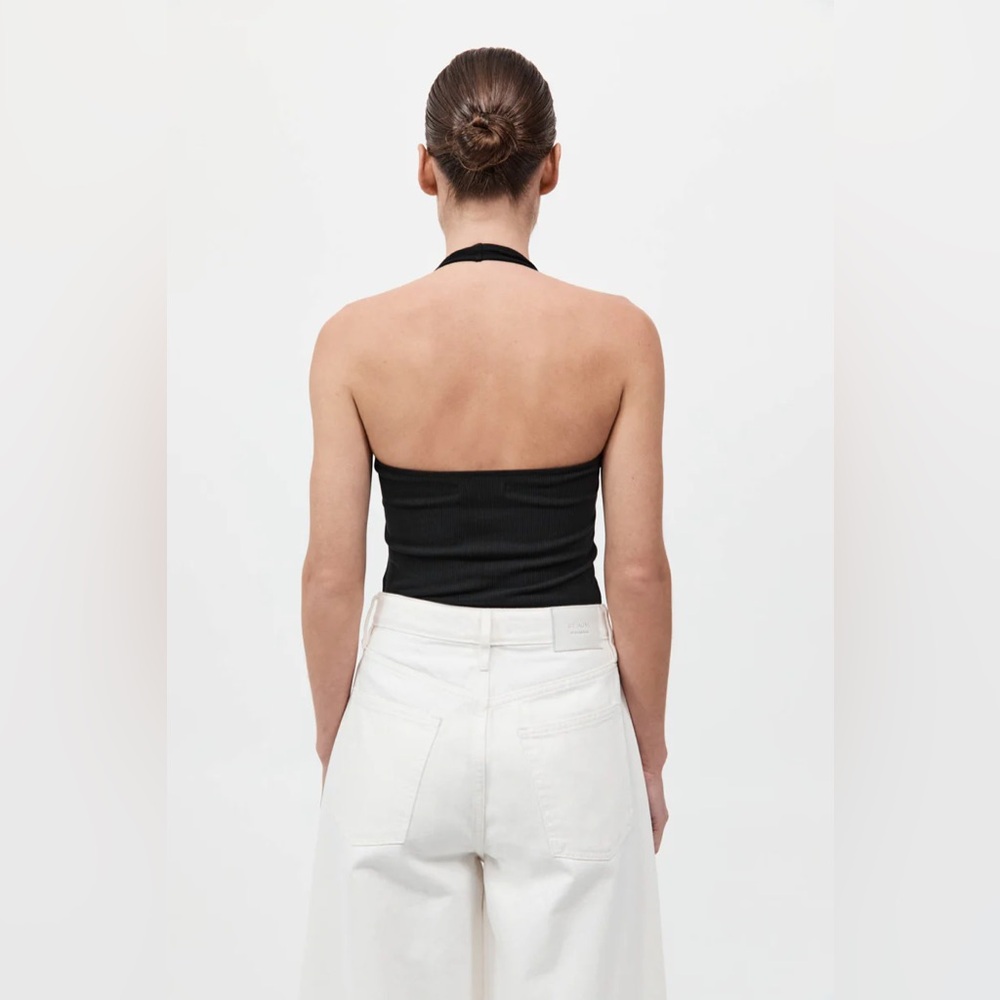 American Eagle Scooped Ribbed Halter Top Cropped
